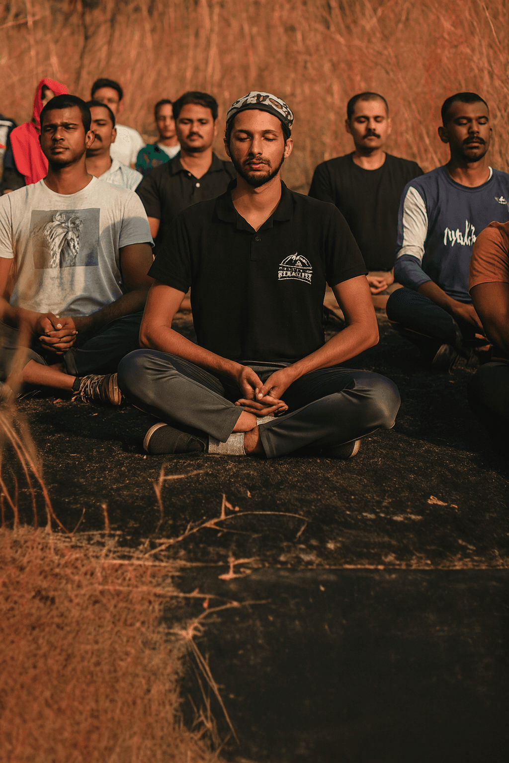 Participants meditating